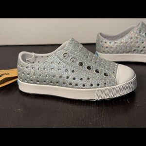Native Jefferson Bling Slip On Shoes Glittered Disco Bling/White Little Kids C6